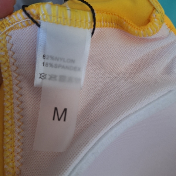 Tempt Me Bikini Halter Top Vibrant Yellow Twist Front Padded Retro Pinup Medium - Picture 6 of 10